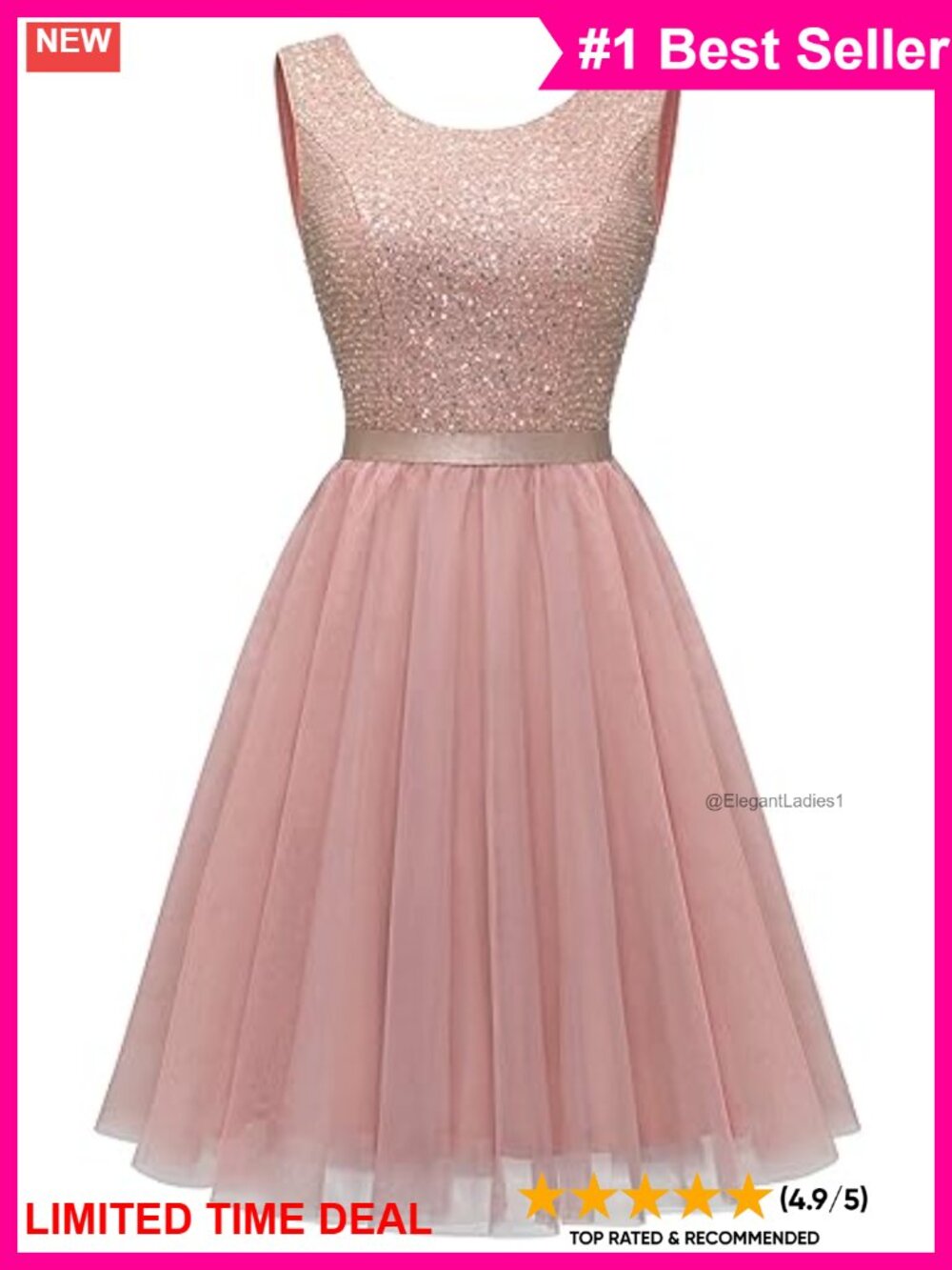 Sleeveless Sequin Mini Cocktail Prom Dress A-Line Boat Neck